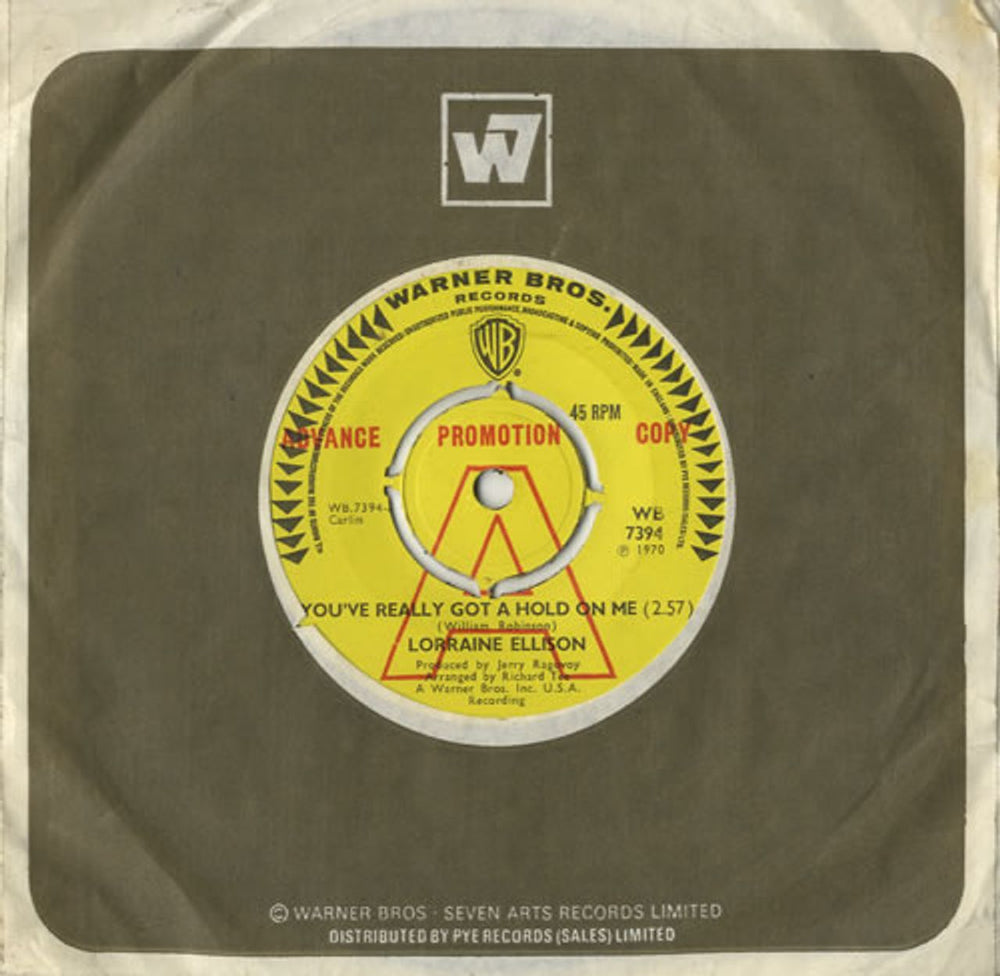 Lorraine Ellison You've Really Got A Hold On Me UK Promo 7" vinyl single (7 inch record / 45) WB7394