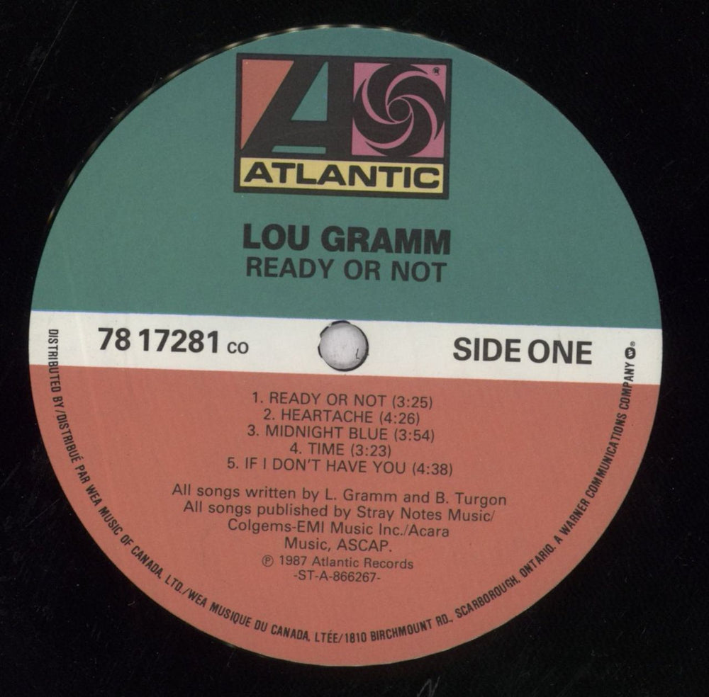 Lou Gramm Ready Or Not - Stickers - Open Shrink Canadian vinyl LP album (LP record) LGRLPRE846994