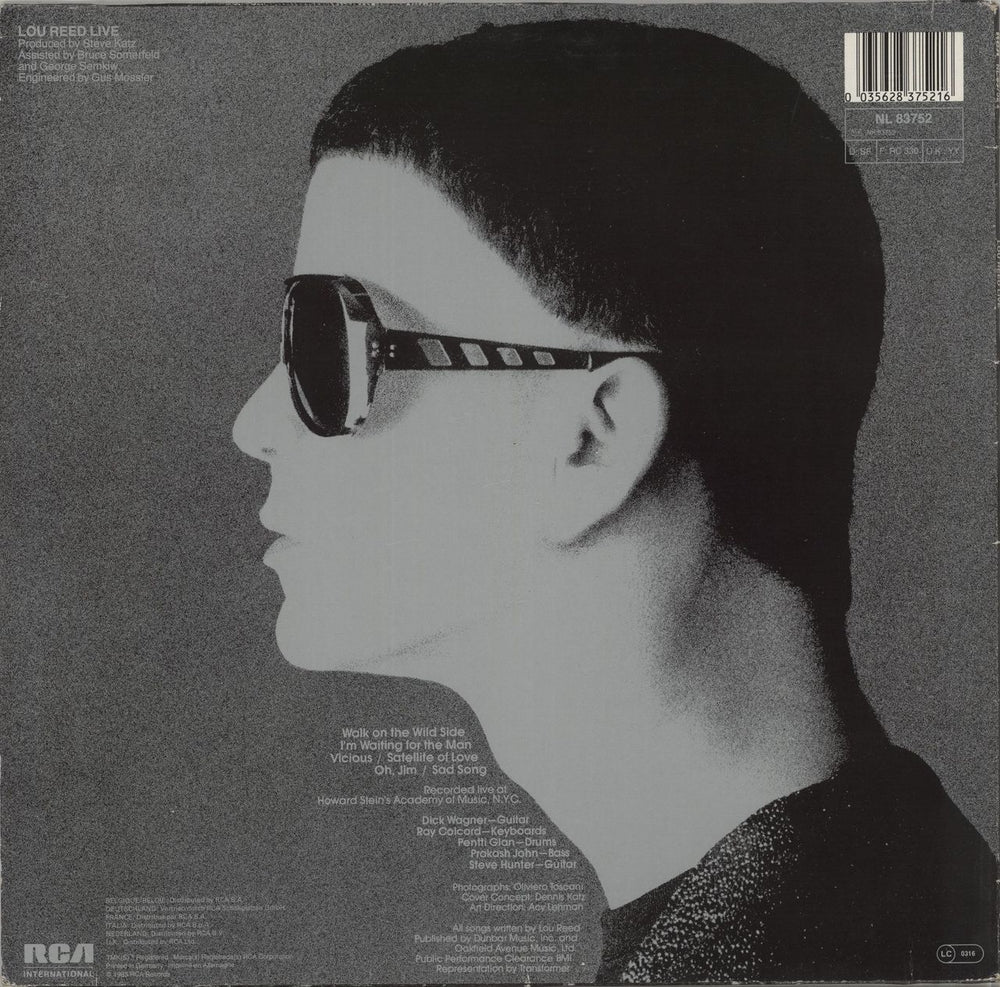 Lou Reed Lou Reed Live German vinyl LP album (LP record)