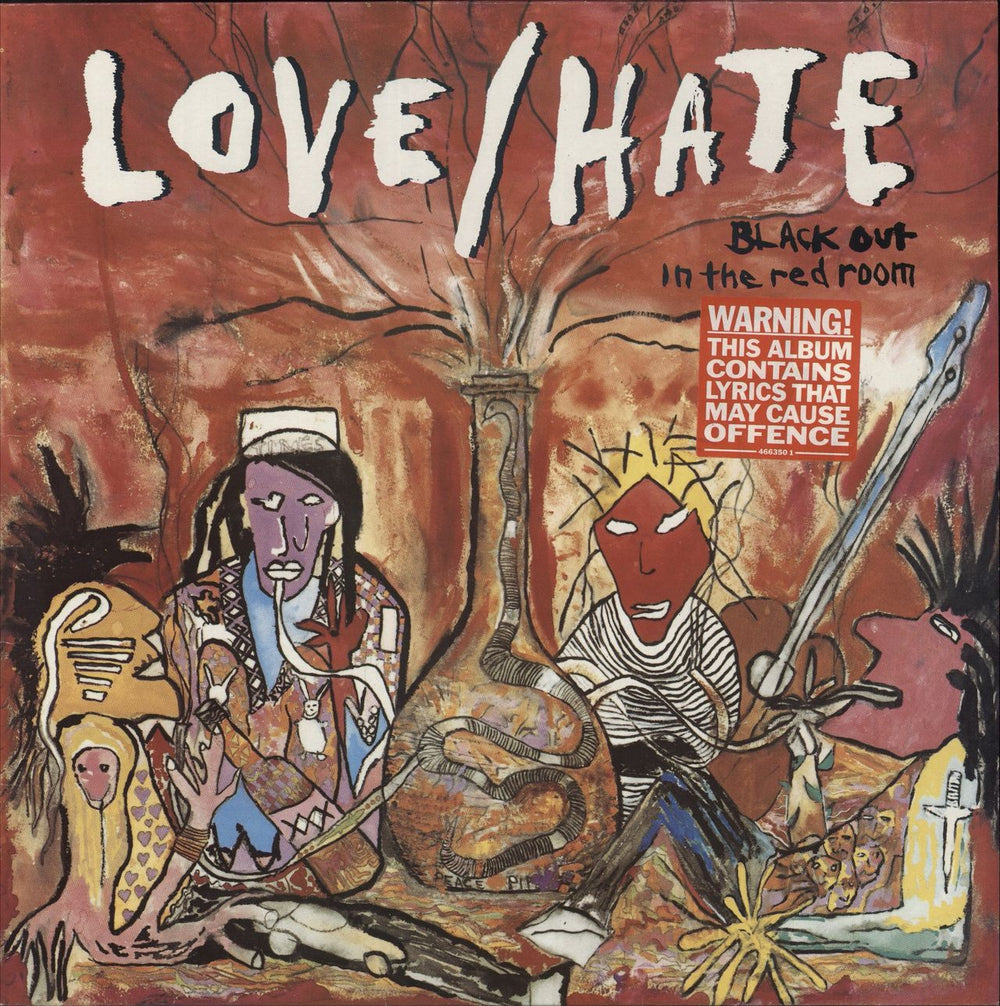 Love/Hate Black Out In The Red Room - Warning Sticker UK vinyl LP album (LP record) 466350-1