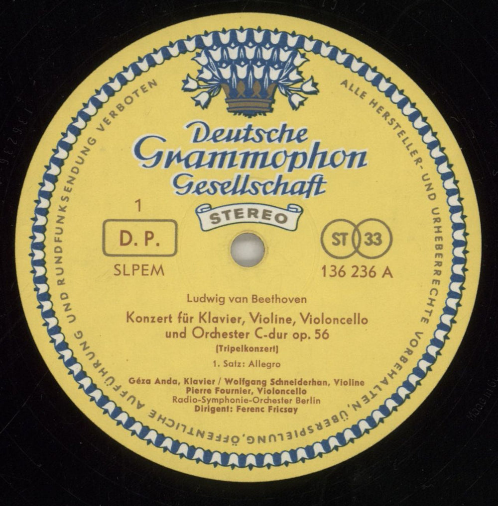 Ludwig Van Beethoven Beethoven: Tripelkonzert = Triple Concerto German vinyl LP album (LP record) LVBLPBE859501