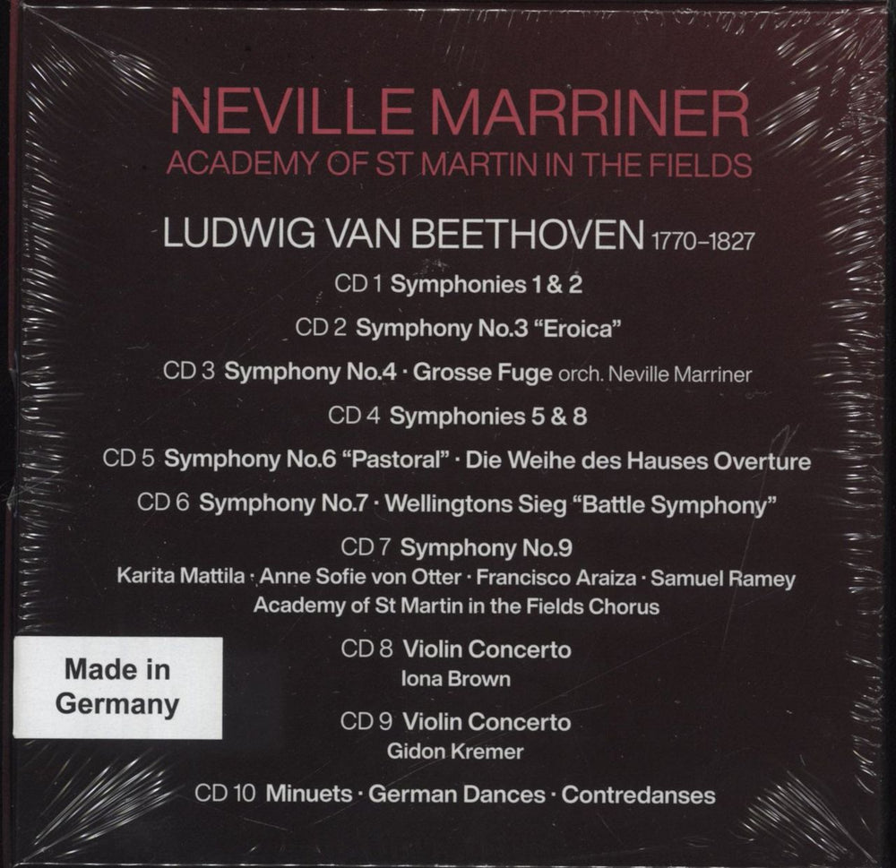 Ludwig Van Beethoven Marriner Conducts Beethoven - Sealed German CD Single Box Set 028948549436