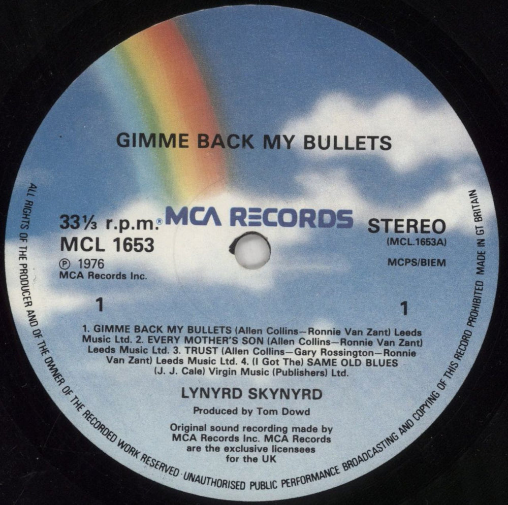 Lynyrd Skynyrd Gimme Back My Bullets UK vinyl LP album (LP record) LRDLPGI694266