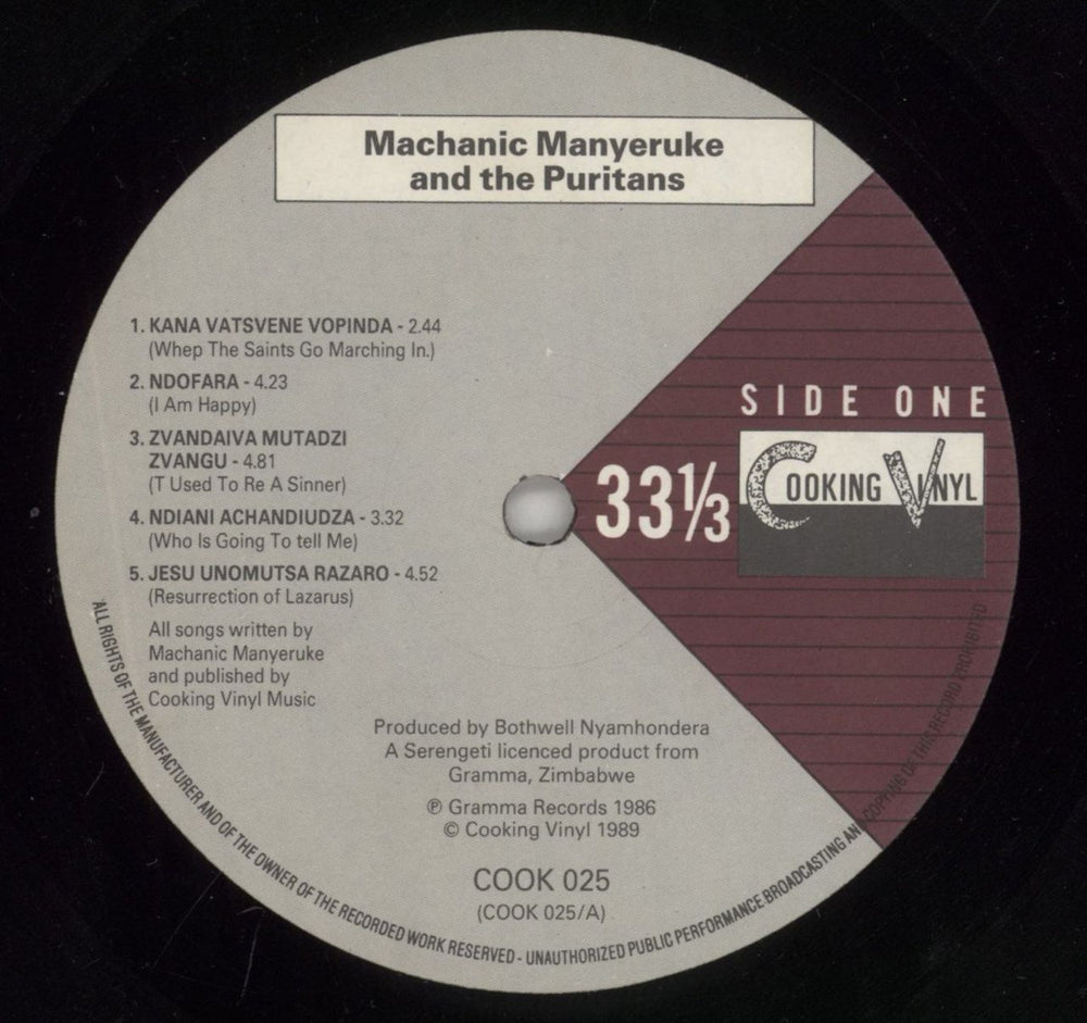 Machanic Manyeruke Machanic Manyeruke And The Puritans UK vinyl LP album (LP record) MNELPMA543208