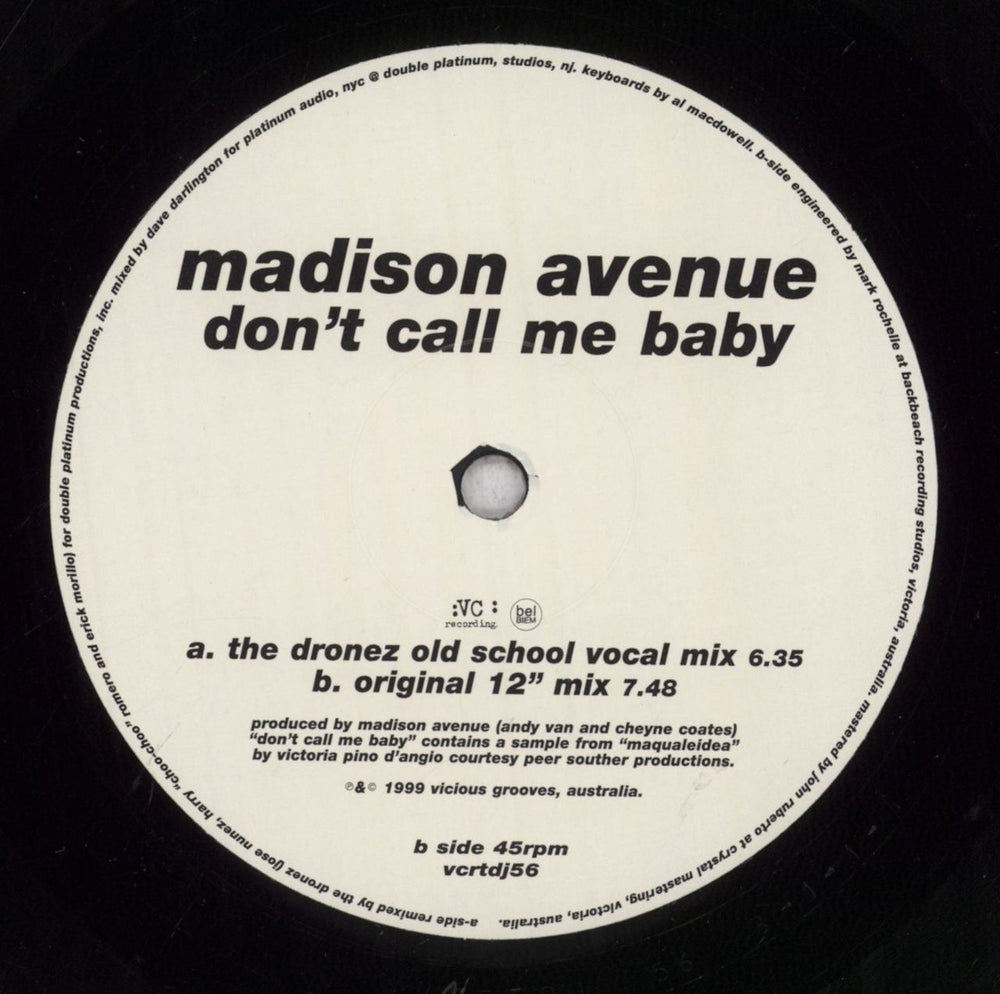 Madison Avenue Don't Call Me Baby UK Promo 12" vinyl single (12 inch record / Maxi-single) MVI12DO841970