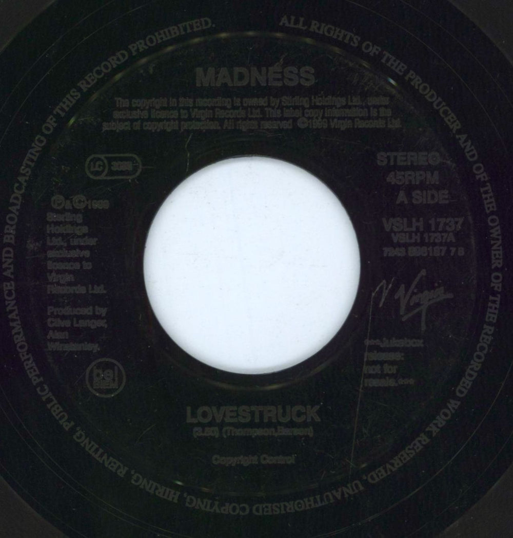 Madness Lovestruck UK 7" vinyl single (7 inch record / 45) VSLH1737