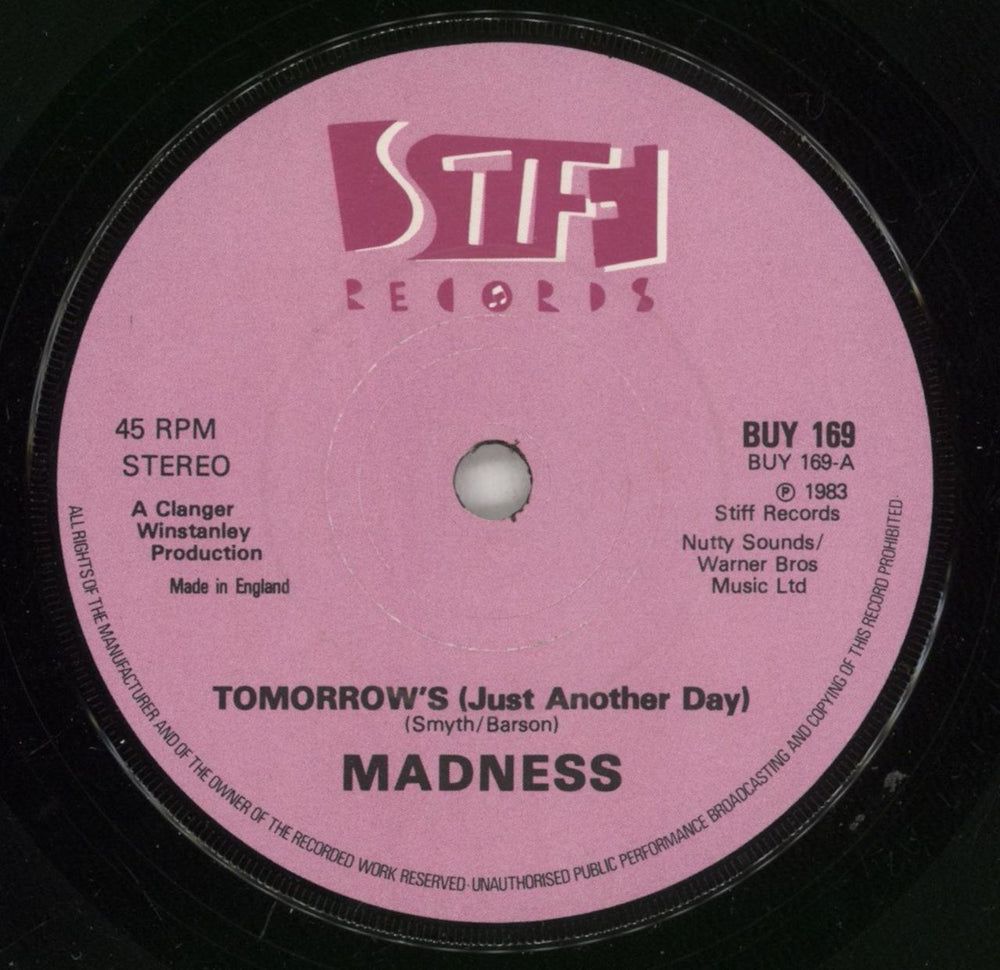 Madness Tomorrow's [Just Another Day] - Reversed Sleeve UK 7" vinyl single (7 inch record / 45) MDN07TO49464