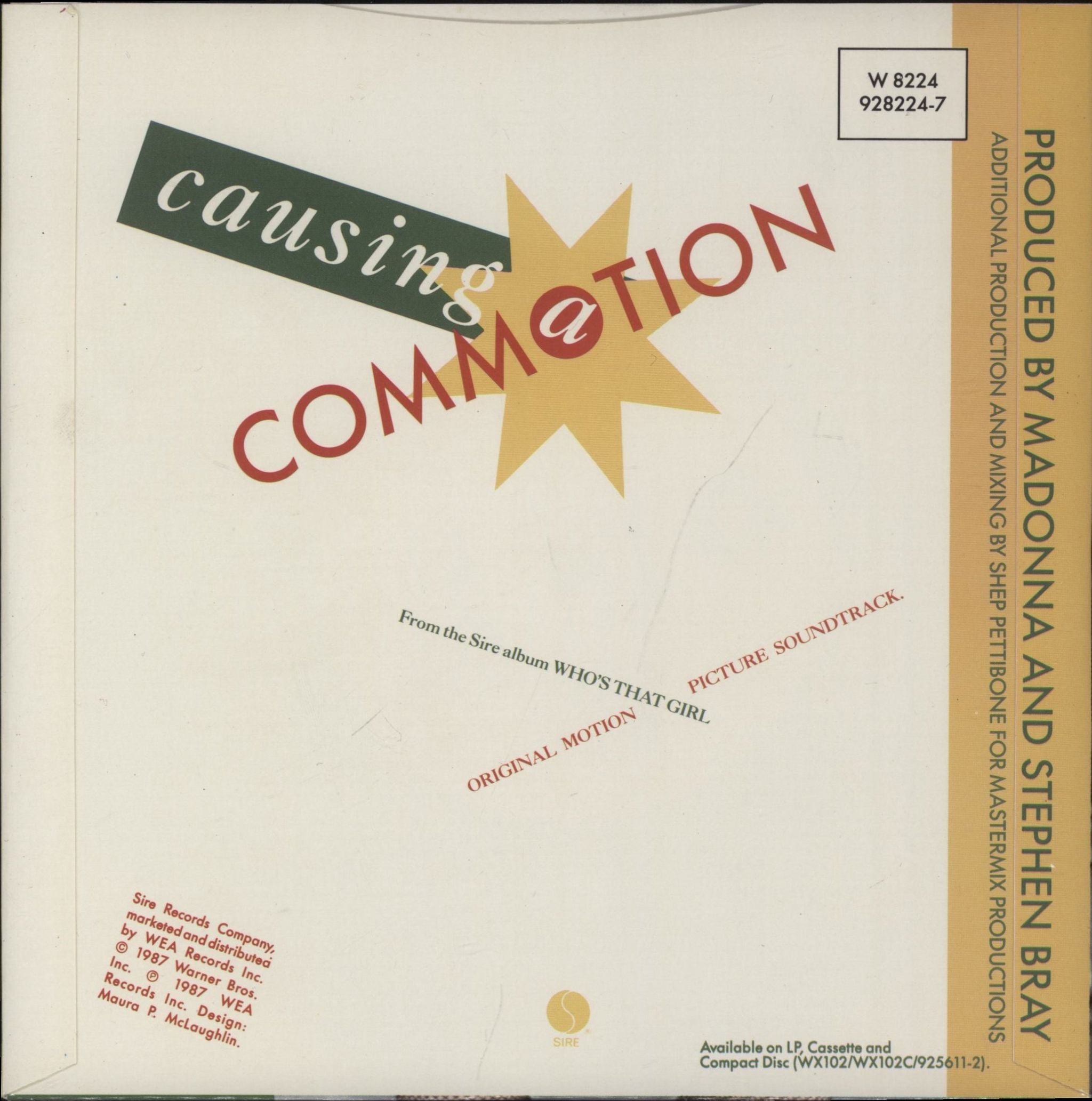 Madonna Causing A Commotion - Solid - Card Sleeve UK 7\" vinyl single (7 inch record / 45)