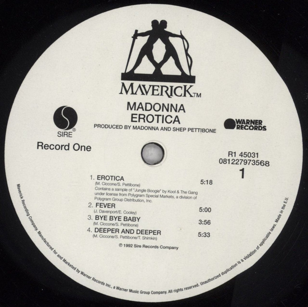 Madonna Erotica - 180 Gram Black Vinyl UK 2-LP vinyl record set (Double LP Album) MAD2LER843869