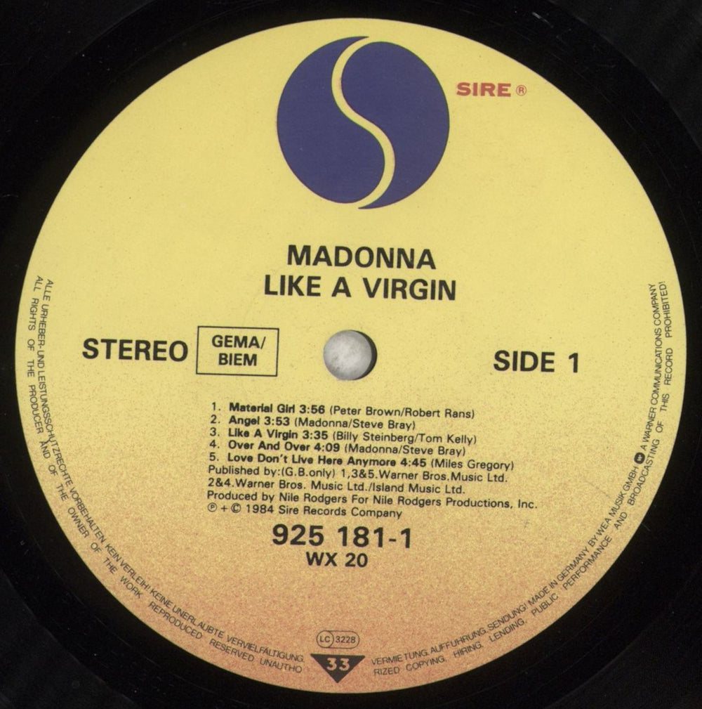 Madonna Like A Virgin - Hype Stickered - VG UK vinyl LP album (LP record) MADLPLI658686