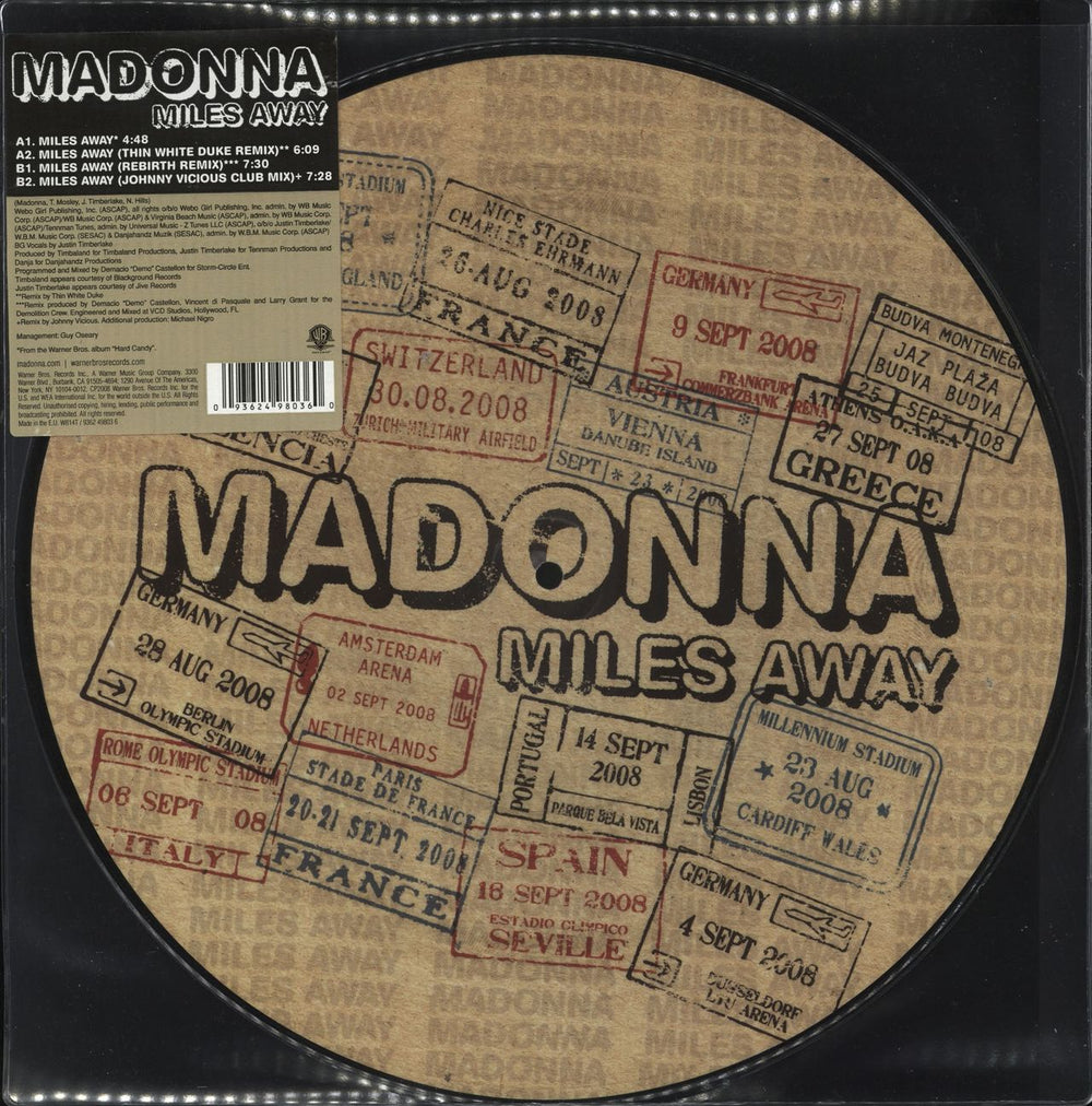 Madonna Miles Away UK 12" vinyl picture disc (12 inch picture record) W814T