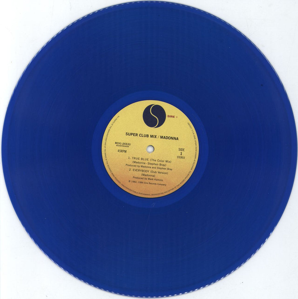 Madonna True Blue (Super Club Mix) - RSD19 - Blue Vinyl UK 12" vinyl single (12 inch record / Maxi-single) MAD12TR792511