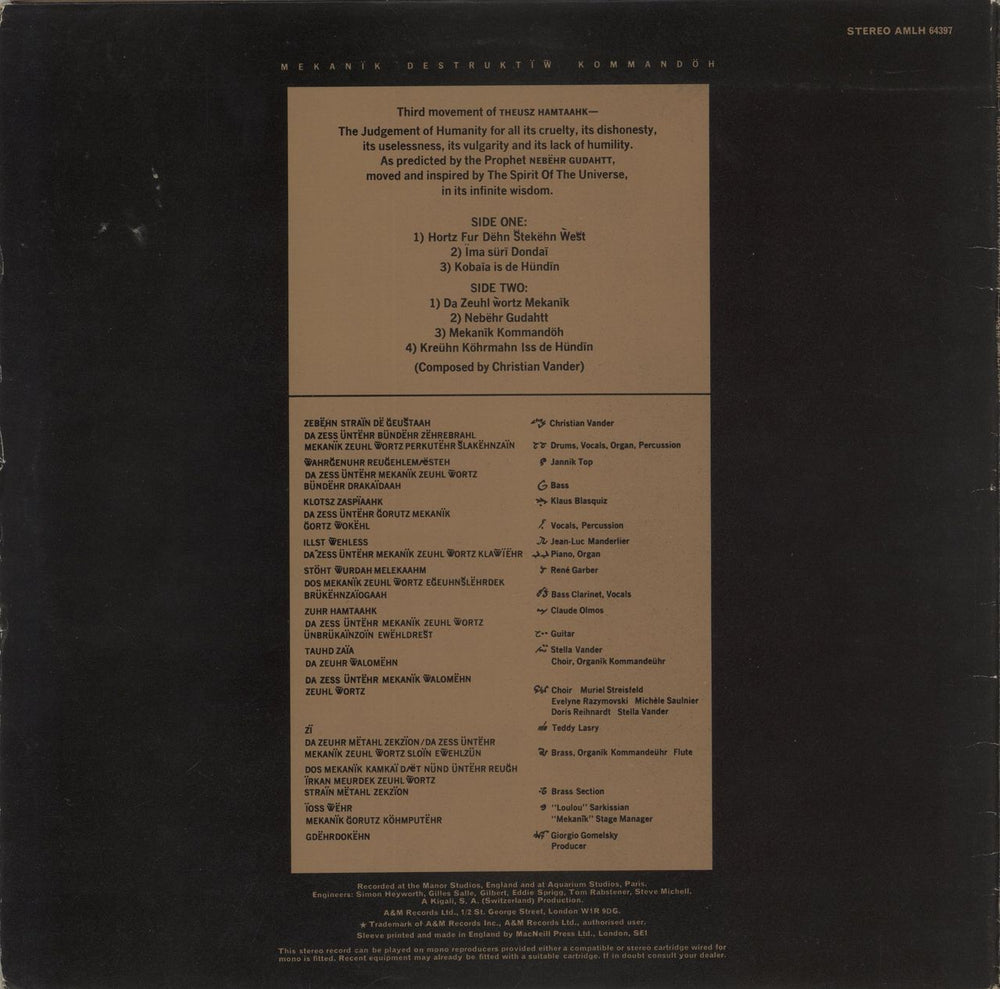 Magma Mekanïk Destruktïw Kommandöh + Insert - Purple - EX UK vinyl LP album (LP record)