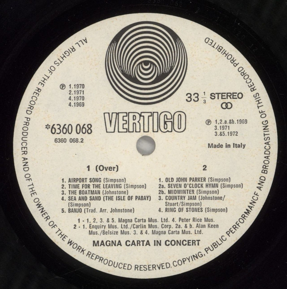 Magna Carta In Concert UK vinyl LP album (LP record) GNCLPIN880298