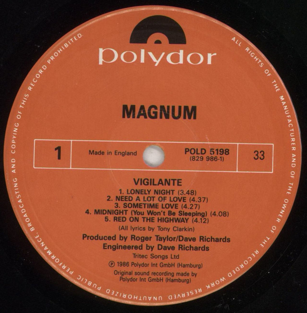 Magnum Vigilante + Inner UK vinyl LP album (LP record) MAGLPVI329166