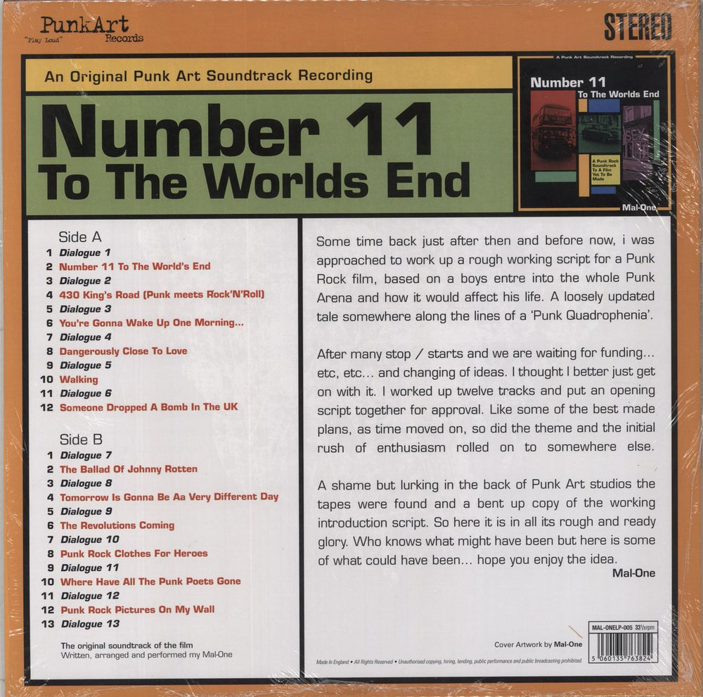 MAL-ONE Number 11 To The Worlds End - An Original Punk Rock Soundtrack Recording - RSD 2025 UK vinyl LP album (LP record) 3ZOLPNU861887