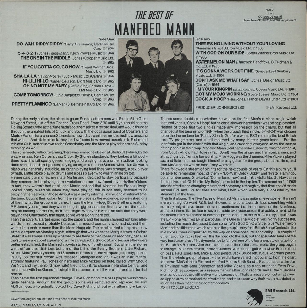Manfred Mann The Best Of Manfred Mann UK vinyl LP album (LP record)