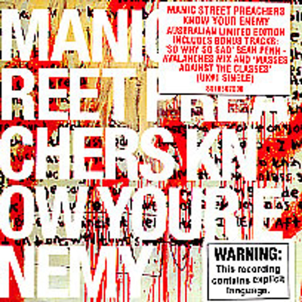 Manic Street Preachers Know Your Enemy Australian CD album (CDLP) 5018502000