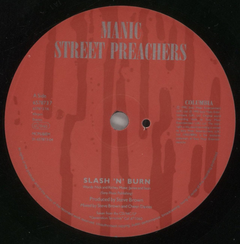 Manic Street Preachers Slash 'N' Burn UK 7" vinyl single (7 inch record / 45) MAS07SL62731