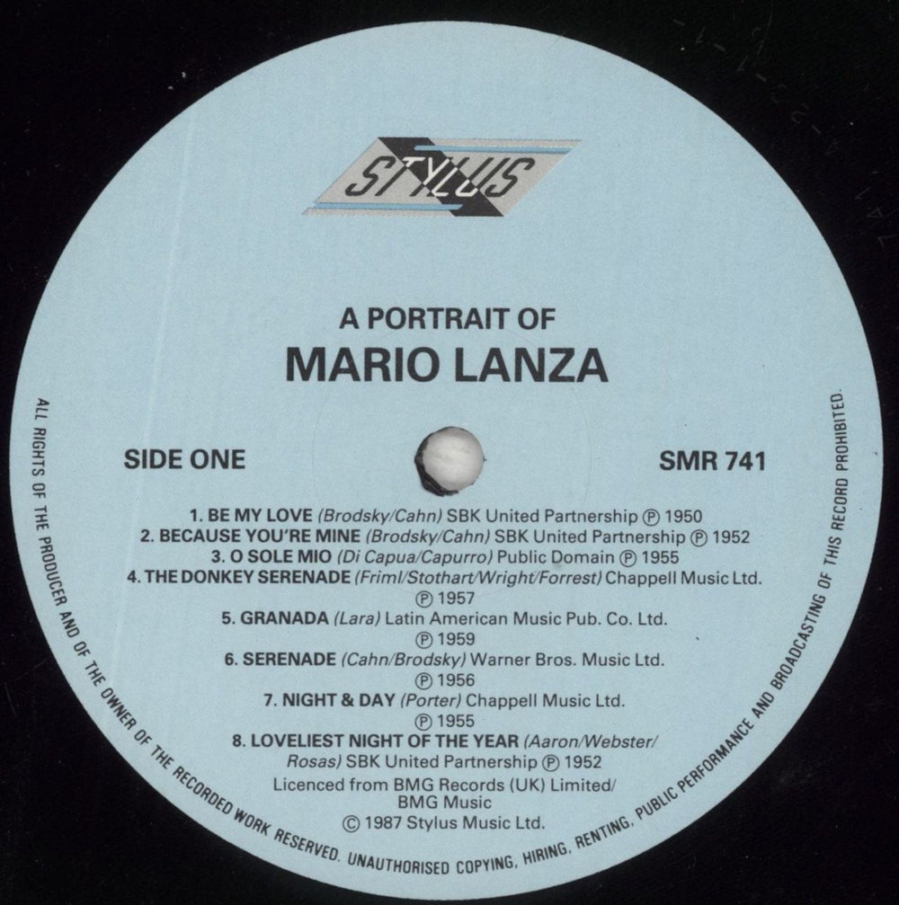 Mario Lanza A Portrait Of Mario Lanza UK vinyl LP album (LP record) LZALPAP713497