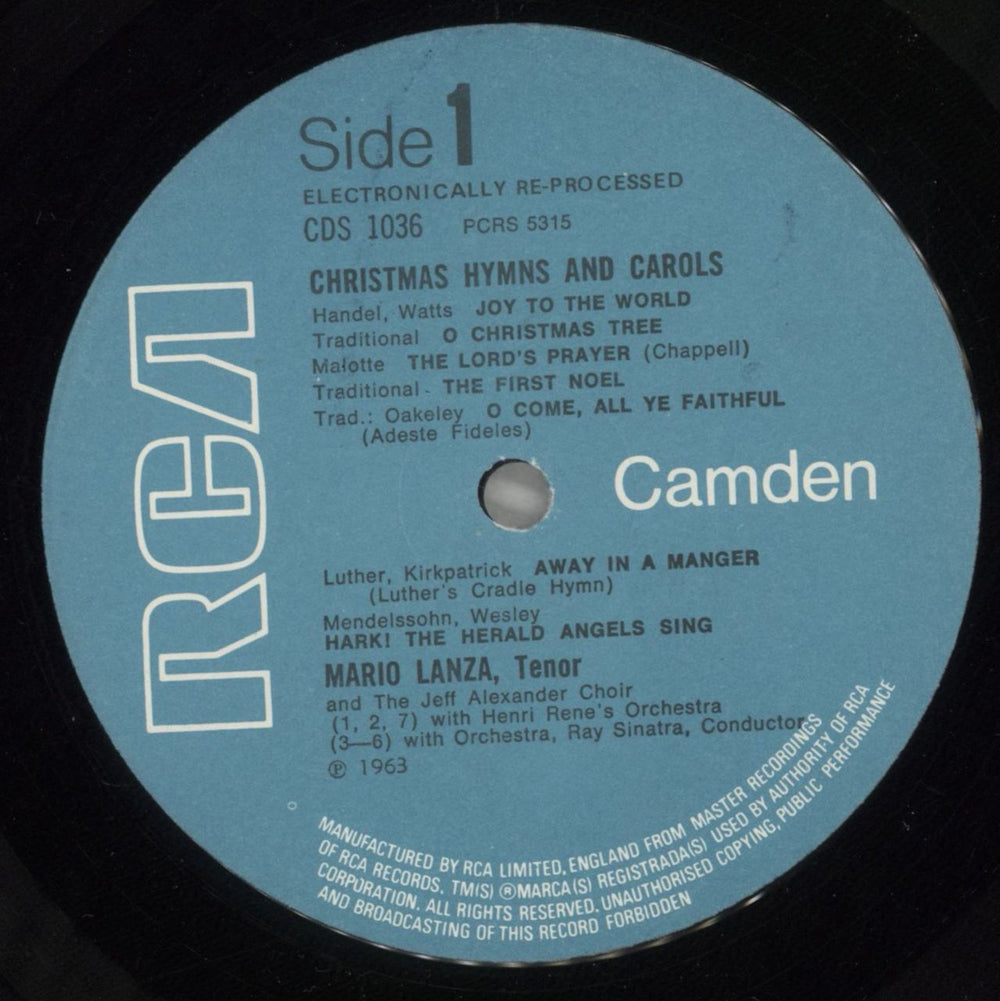 Mario Lanza Christmas Hymns & Carols UK vinyl LP album (LP record) LZALPCH644123