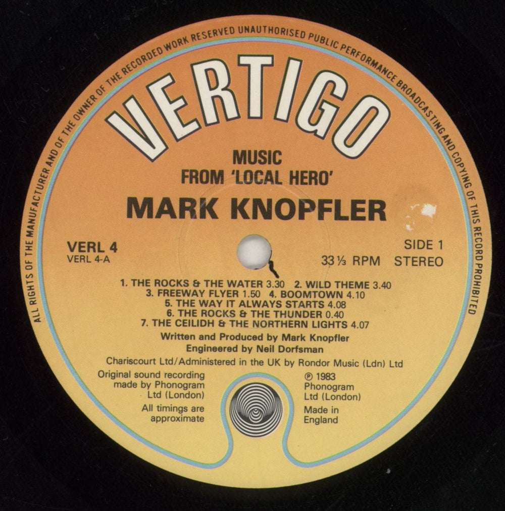 Mark Knopfler Local Hero - EX UK vinyl LP album (LP record) KNOLPLO190226