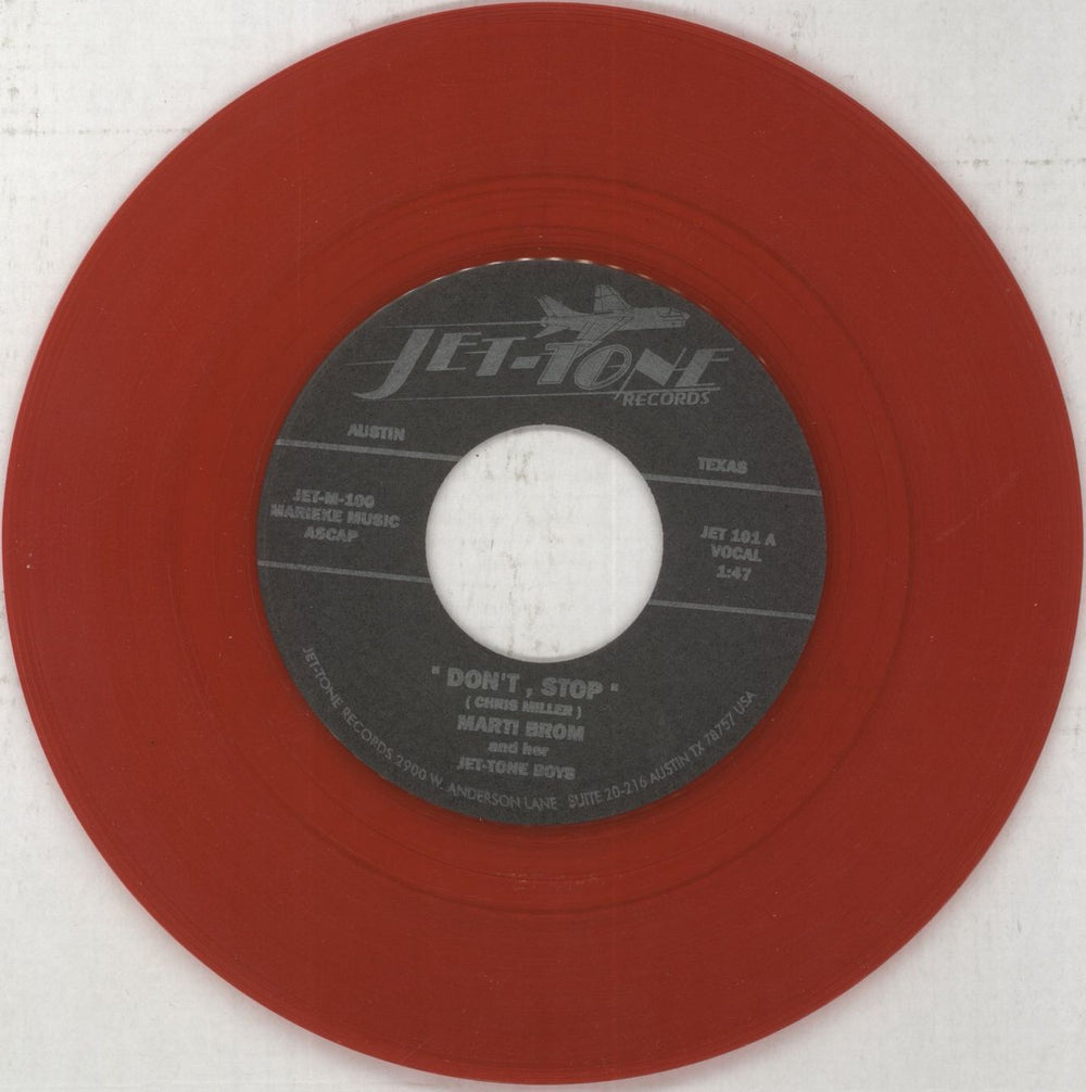 Marti Brom Don't Stop - Red Vinyl US 7" vinyl single (7 inch record / 45) 8C107DO851800