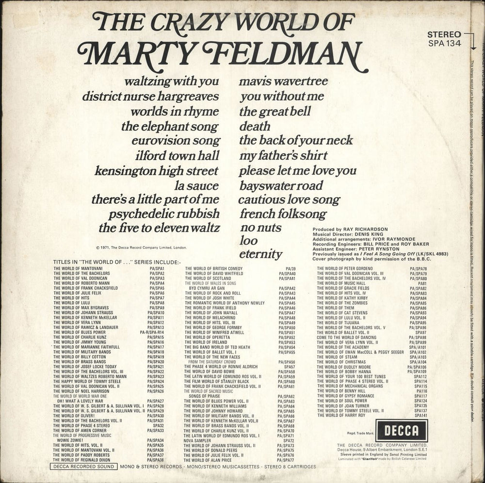 Marty Feldman The Crazy World Of Marty Feldman UK vinyl LP album (LP record)