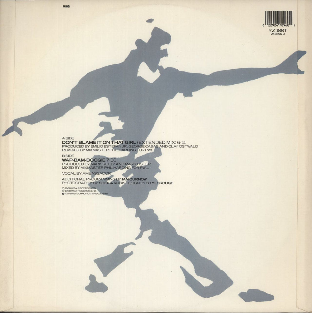 Matt Bianco Don't Blame It On That Girl UK 12" vinyl single (12 inch record / Maxi-single) 022924789601