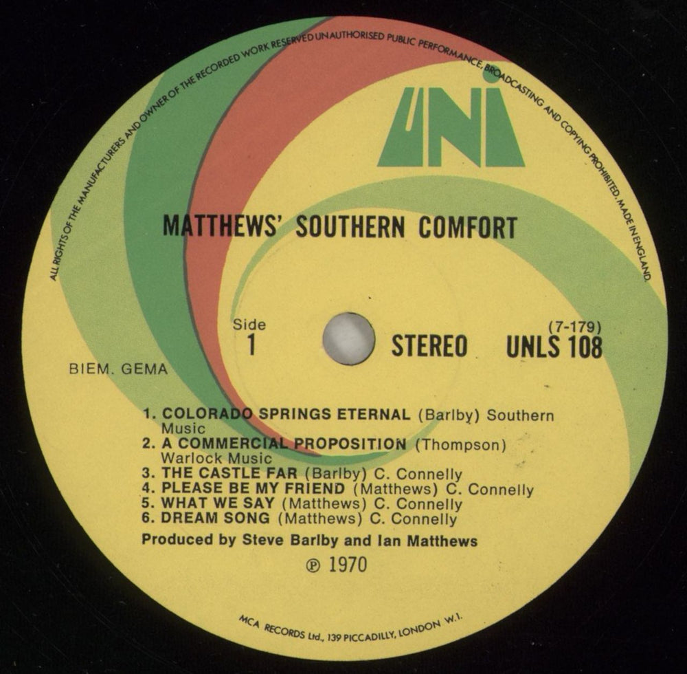 Matthews Southern Comfort Matthews' Southern Comfort UK vinyl LP album (LP record) MTTLPMA504023