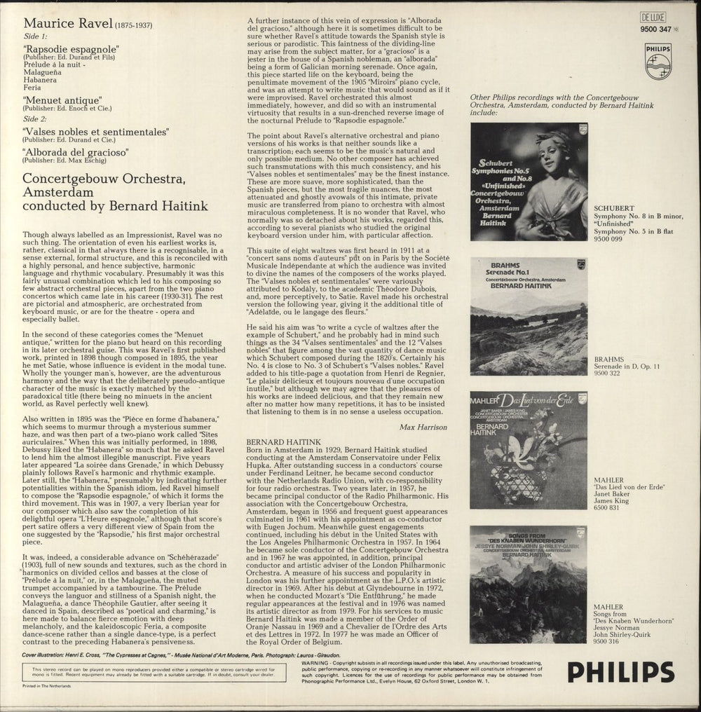 Maurice Ravel Rapsodie Espagnole Dutch vinyl LP album (LP record)