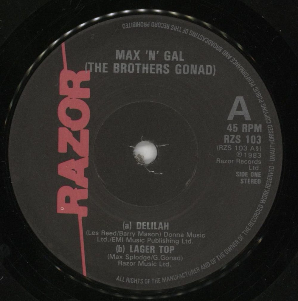 Max 'N' Gal (The Brothers Gonad)  Delilah The Punk EPic UK 7" vinyl single (7 inch record / 45) 88-07DE857994