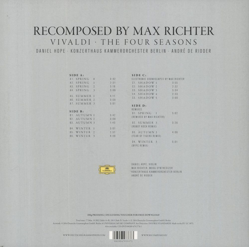 Max Richter Recomposed By Max Richter: Vivaldi - The Four Seasons UK 2-LP vinyl record set (Double LP Album)
