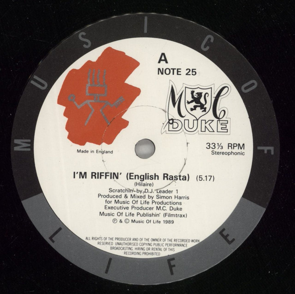 MC Duke I'm Riffin' (English Rasta) UK 12" vinyl single (12 inch record / Maxi-single) N6A12IM748090