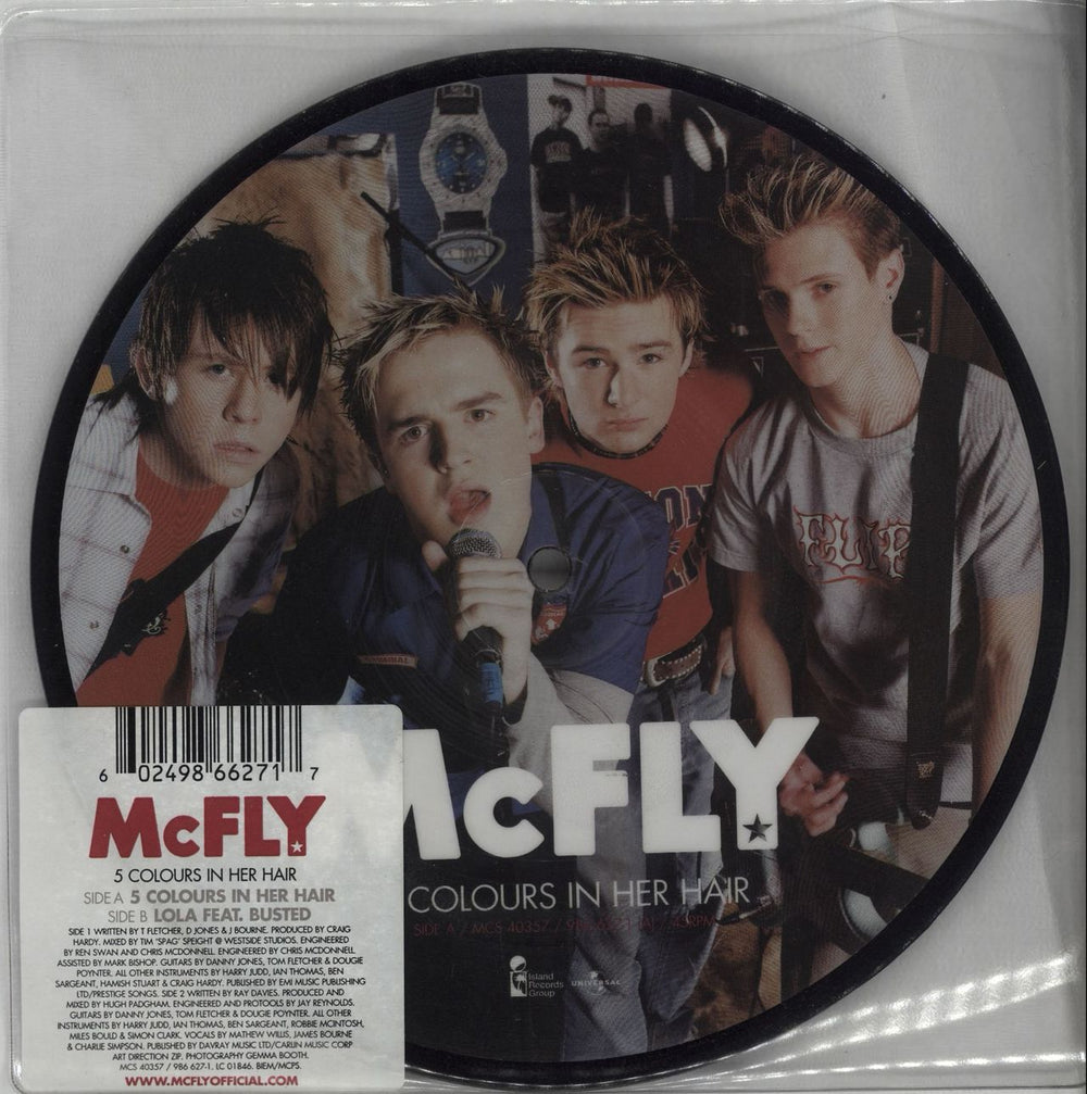 McFly 5 Colours In Her Hair UK 7" vinyl picture disc (7 inch picture disc single) MCS40357