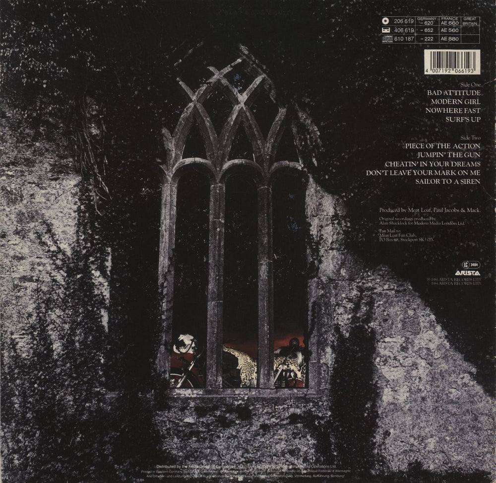 Meat Loaf Bad Attitude German vinyl LP album (LP record) 4007192066193