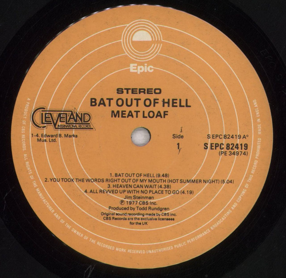 Meat Loaf Bat Out Of Hell - VG UK vinyl LP album (LP record) MEALPBA847923