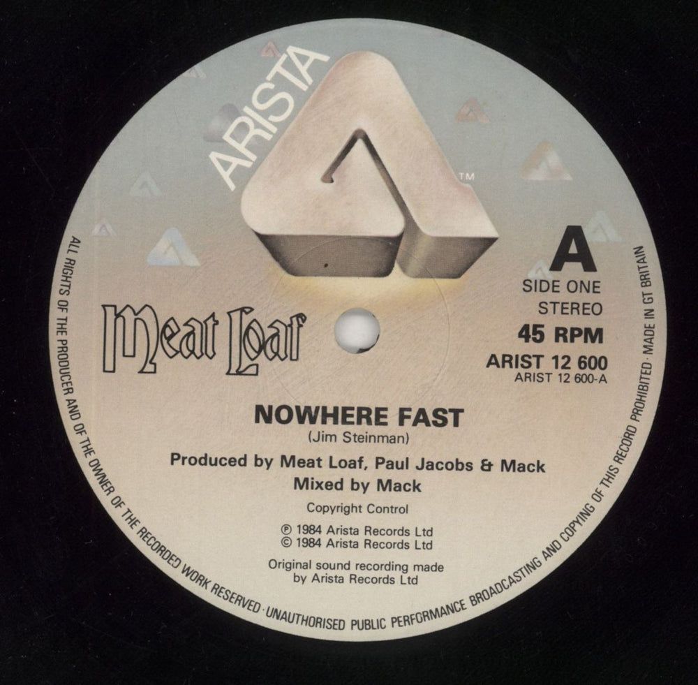 Meat Loaf Nowhere Fast - competition sticker UK 12" vinyl single (12 inch record / Maxi-single) MEA12NO41653