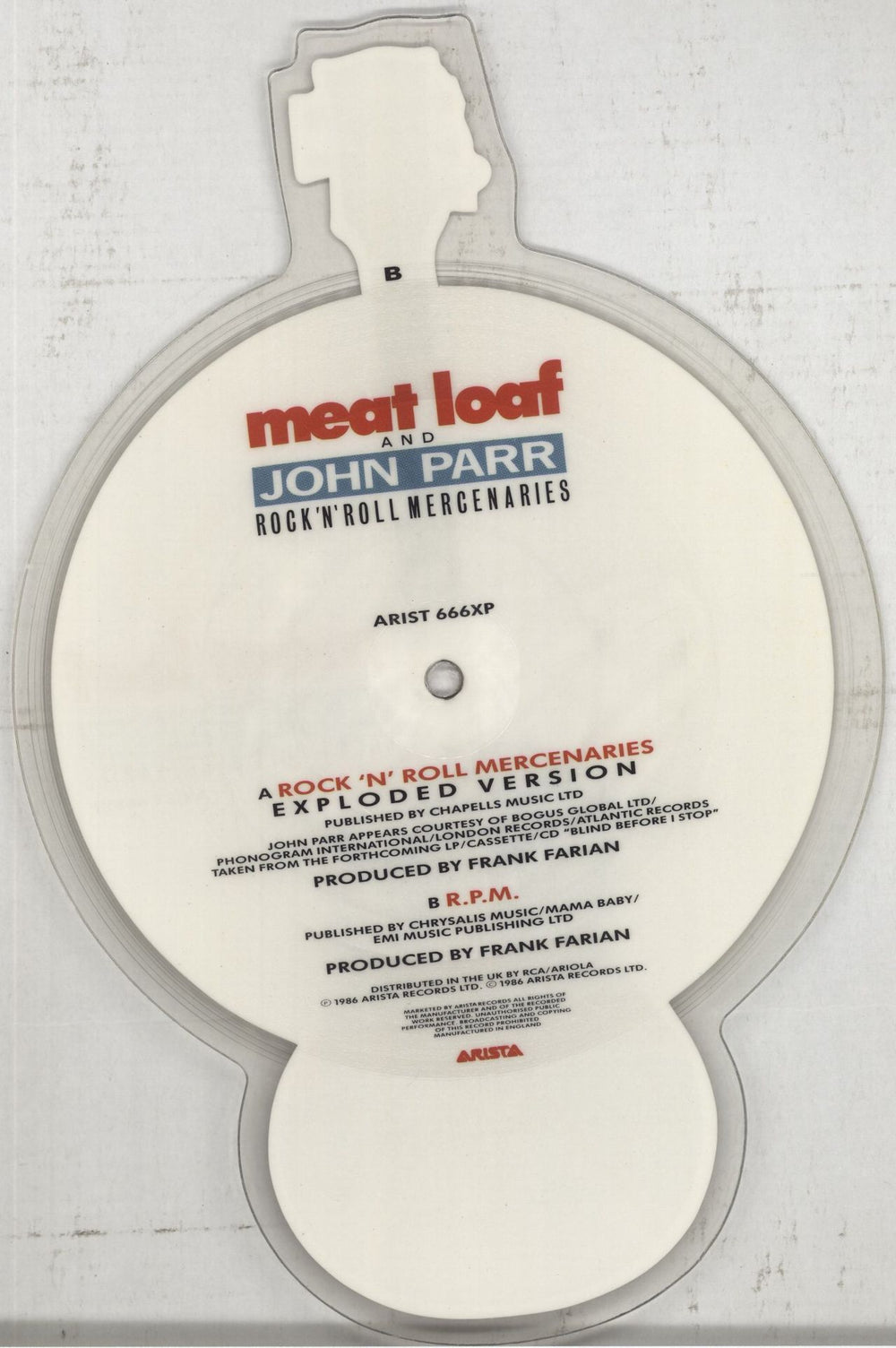 Meat Loaf Rock N Roll Mercenaries - White UK shaped picture disc (picture disc vinyl record)