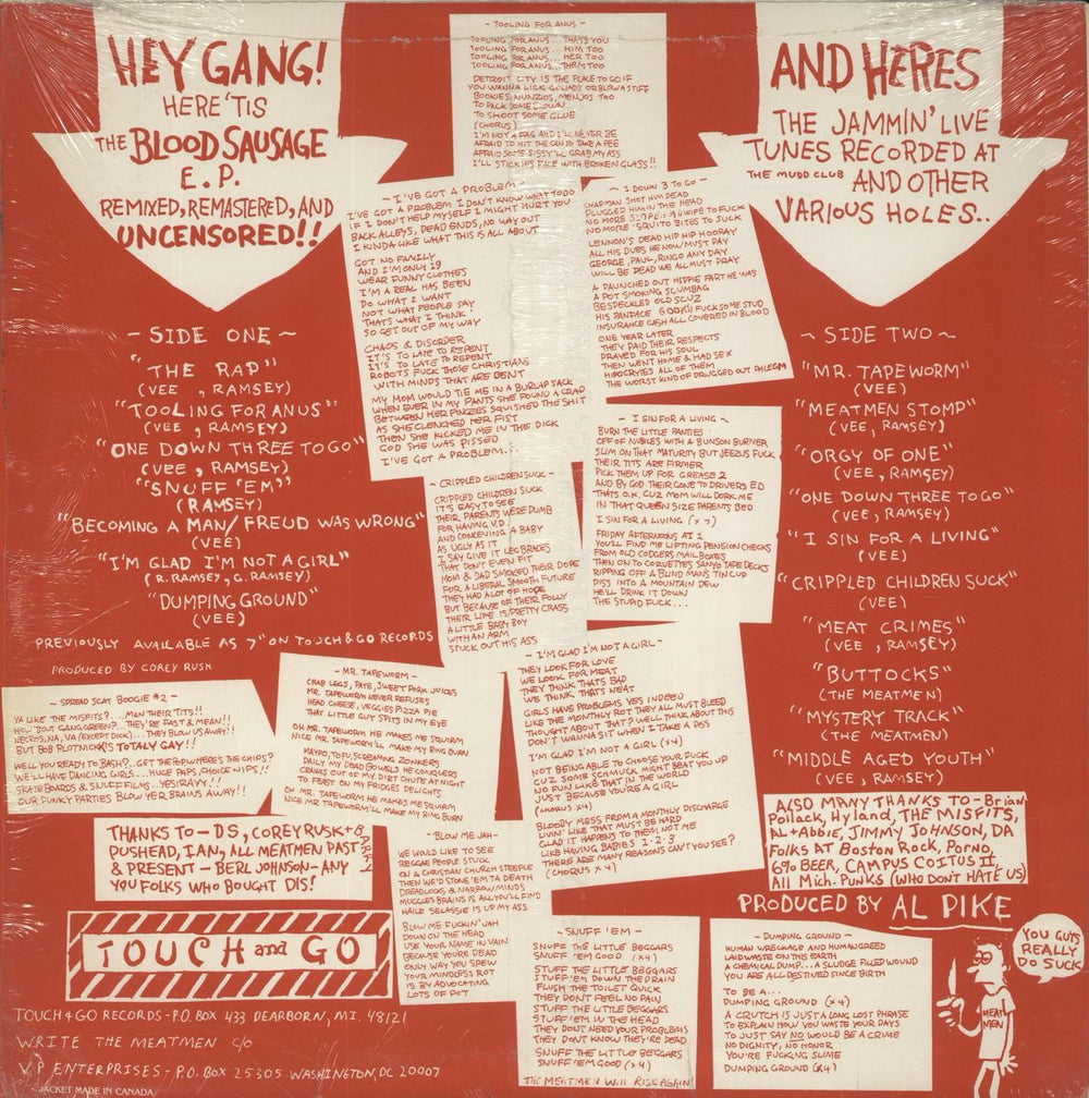 Meatmen We're The Meatmen And You Suck - Red Sleeve US vinyl LP album (LP record)