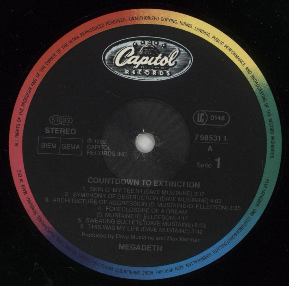 Megadeth Countdown To Extinction UK vinyl LP album (LP record) MEGLPCO217164