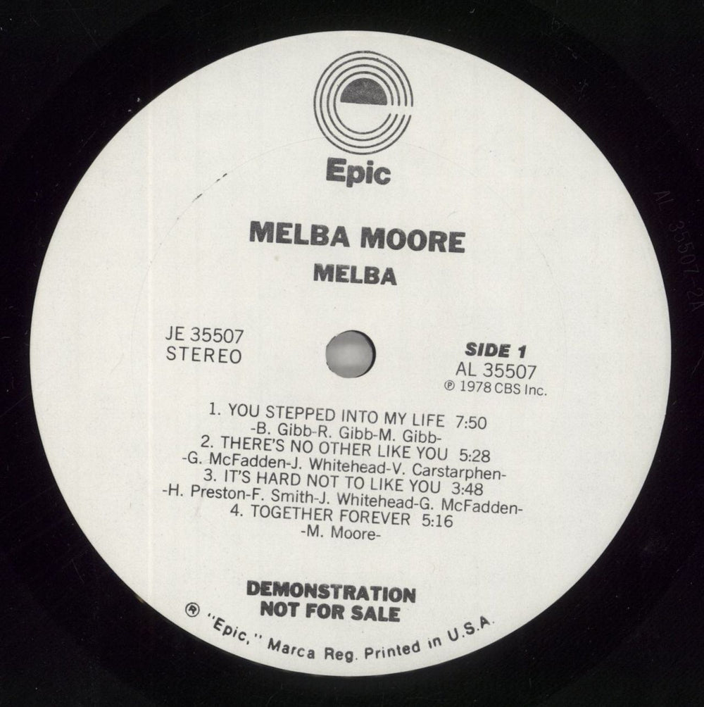 Melba Moore Melba US Promo vinyl LP album (LP record) MP3LPME860819