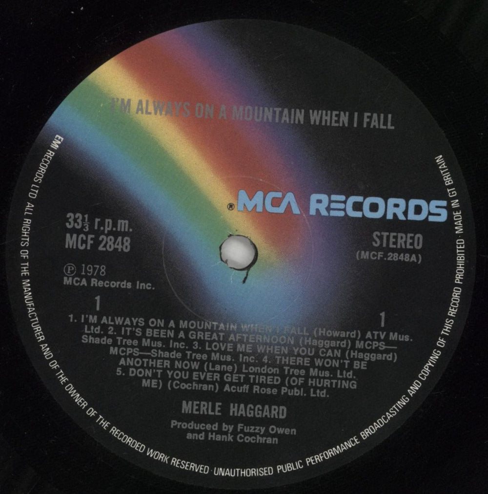 Merle Haggard I'm Always On A Mountain When I Fall UK Promo vinyl LP album (LP record) MBJLPIM860500