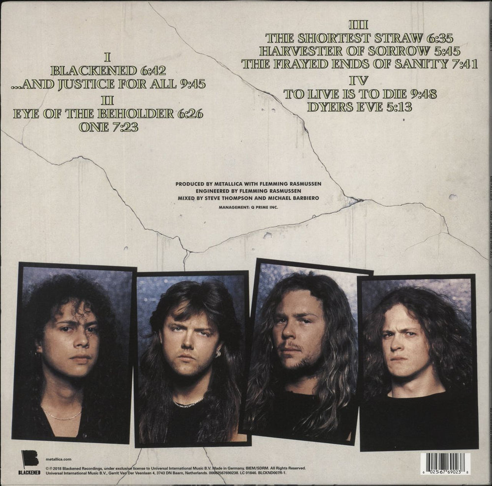 Metallica ...And Justice For All UK 2-LP vinyl record set (Double LP Album) 602567690238