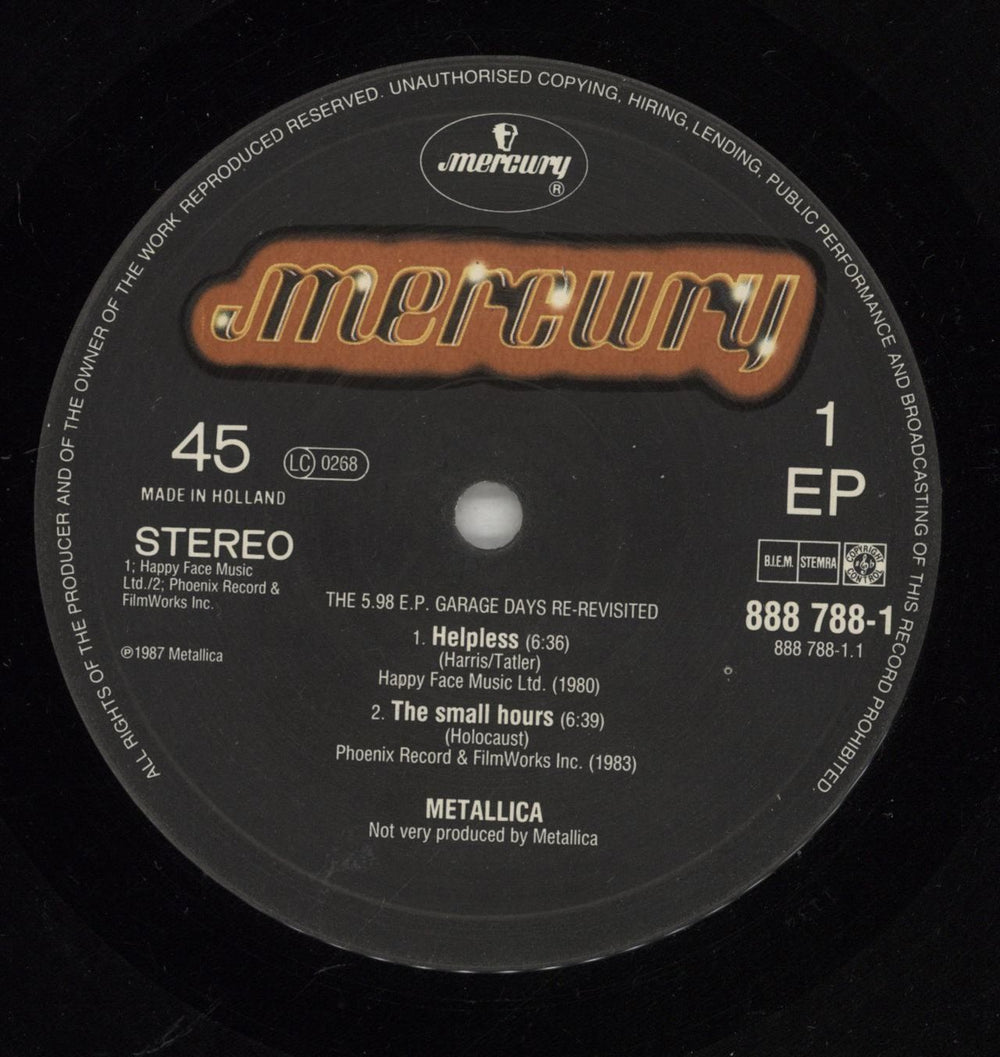 Metallica The $5.98 E.P. Garage Days Re-Revisited Dutch 12" vinyl single (12 inch record / Maxi-single) MET12TH220314