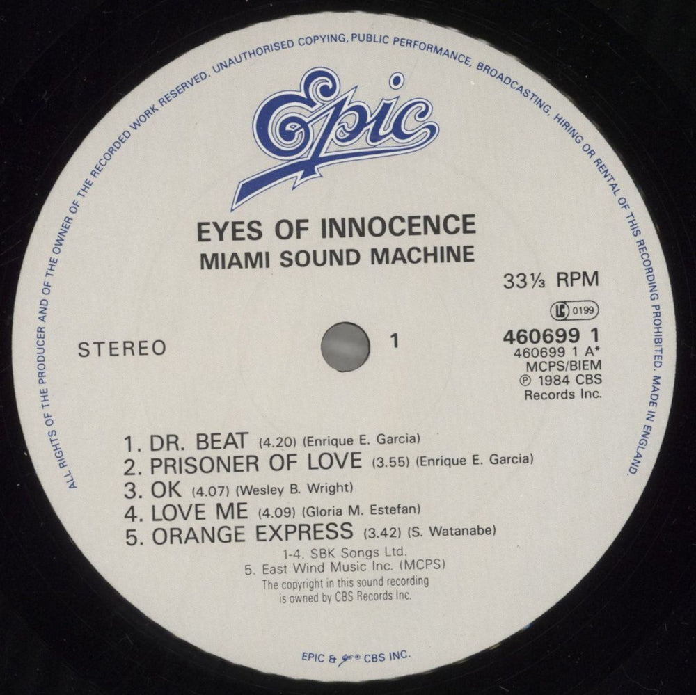 Miami Sound Machine Eyes Of Innocence UK vinyl LP album (LP record) MSMLPEY751382