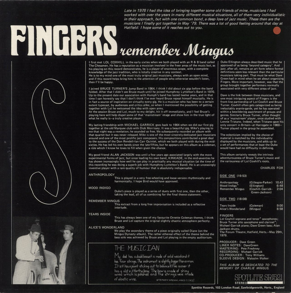 Michael Garrick Remember Mingus UK vinyl LP album (LP record)