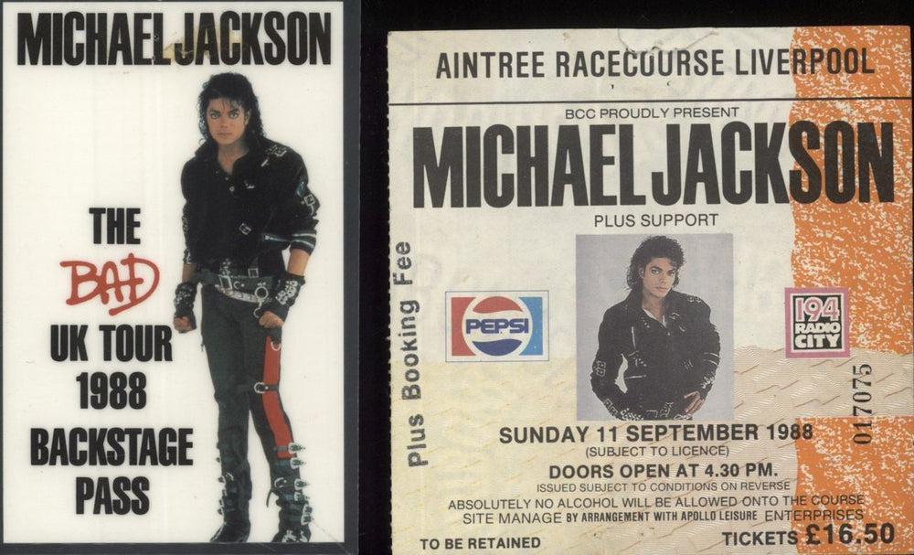 Michael Jackson Bad - World Tour 1988 - Backstage pass/Ticket UK tour programme M-JTRBA856503