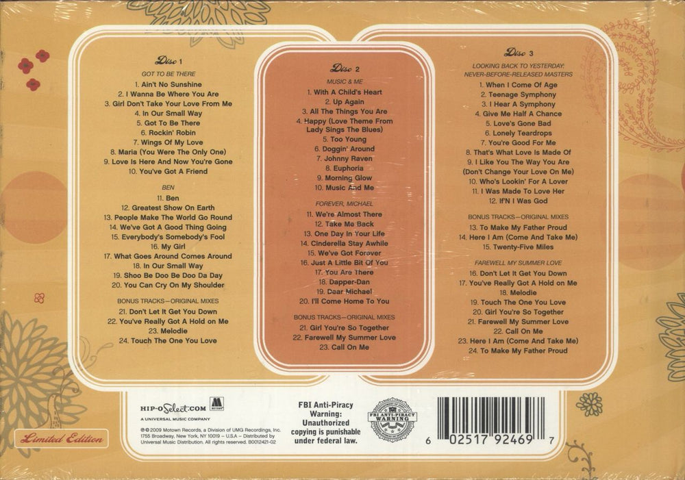 Michael Jackson Hello World: The Motown Solo Collection UK 3-CD album set (Triple CD) 602517924697