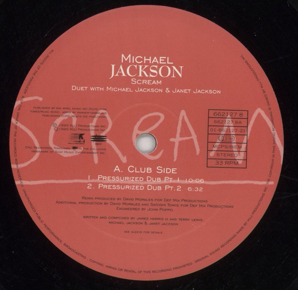 Michael Jackson Scream (David Morales And Naughty By Nature Mixes) - Red Sleeve UK 12" vinyl single (12 inch record / Maxi-single) M-J12SC47379